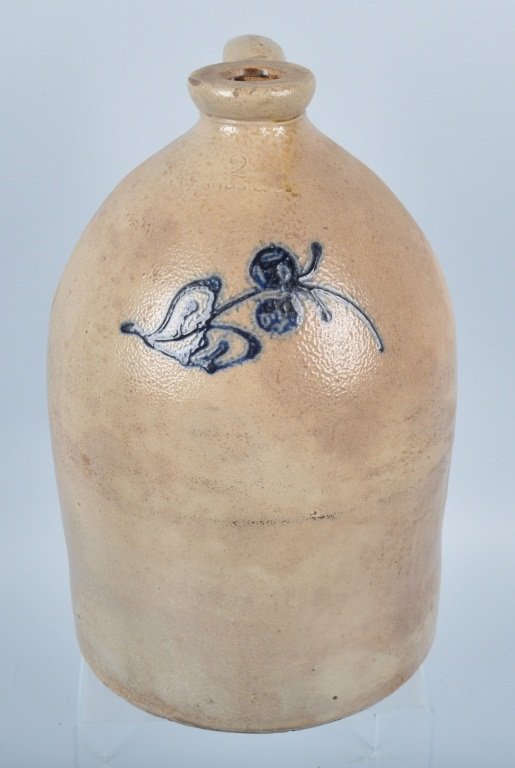 Stoneware 2 Gal. Jug with Cobalt Blue Flower (1 of 4)