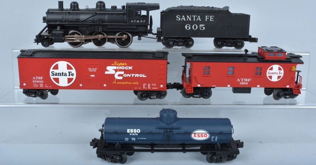 MTH #605 SANTA FE TRAIN ENGINE & 3 CARS (1 of 2)