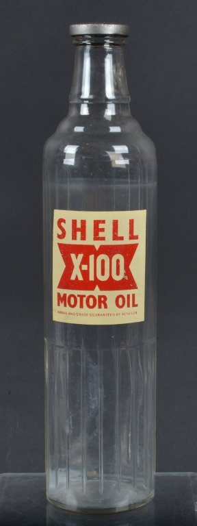 SHELL X-100 MOTOR OIL GLASS BOTTLE (1 of 4)