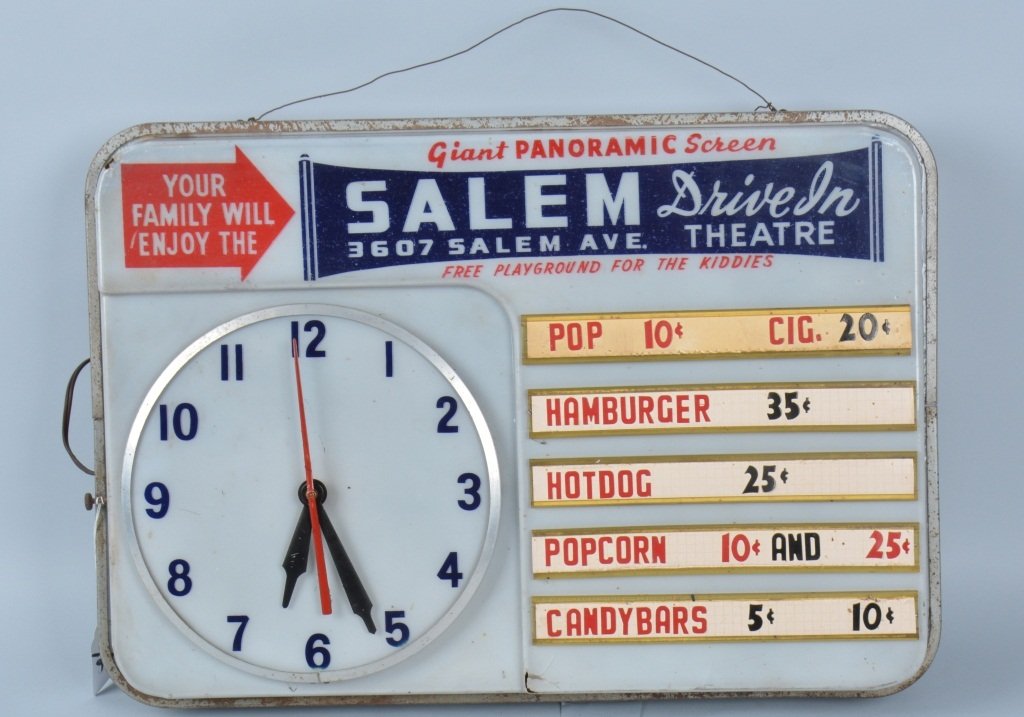SALEM DRIVE IN THEARTER LIGHT UP CLOCK  MENU BOARD (1 of 3)