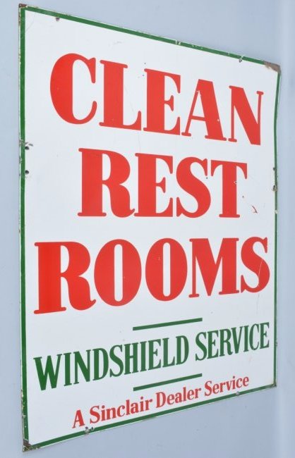 SINCLAIR CLEAN REST ROOMS PORCELAIN SIGN (1 of 3)