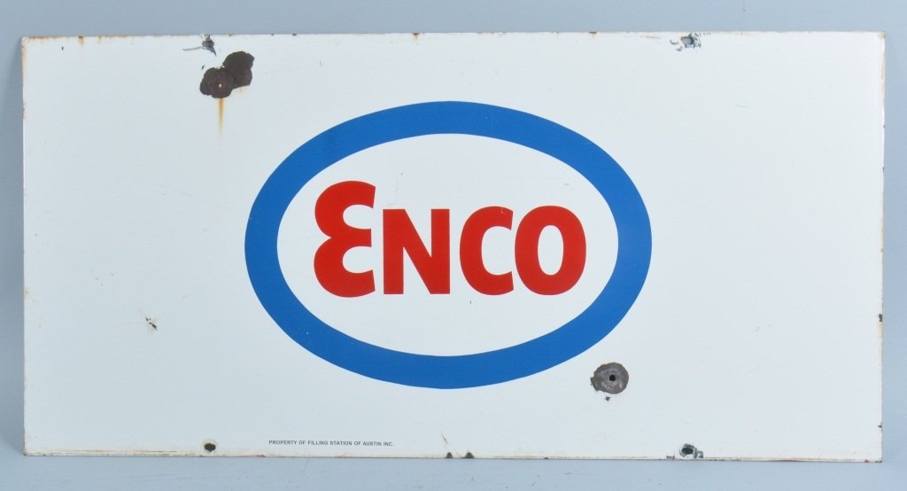 ENCO DOUBLE SIDED PORCELAIN SIGN (1 of 2)