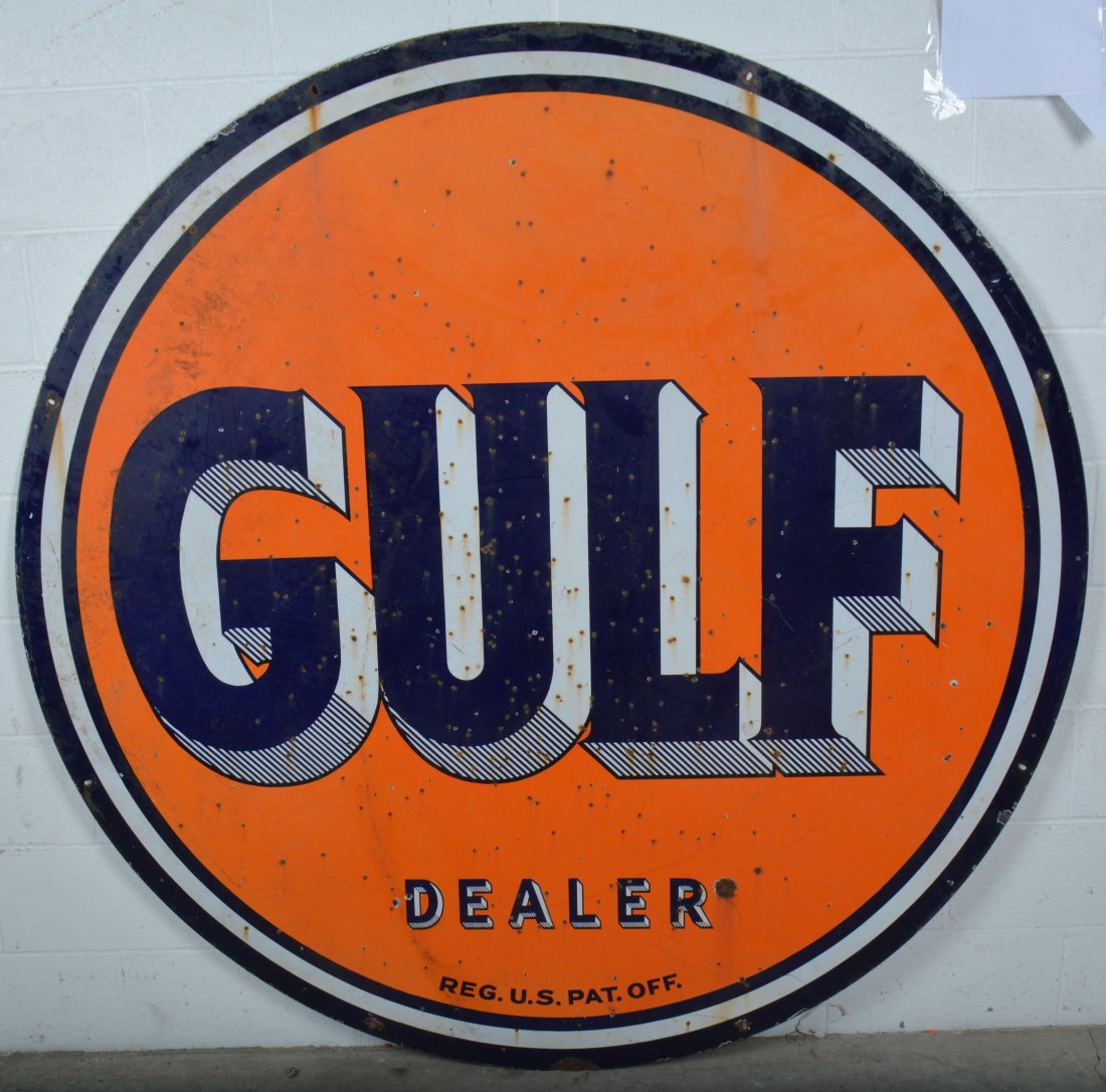 Large Gulf Double Sided Porcelain Sign (1 of 2)