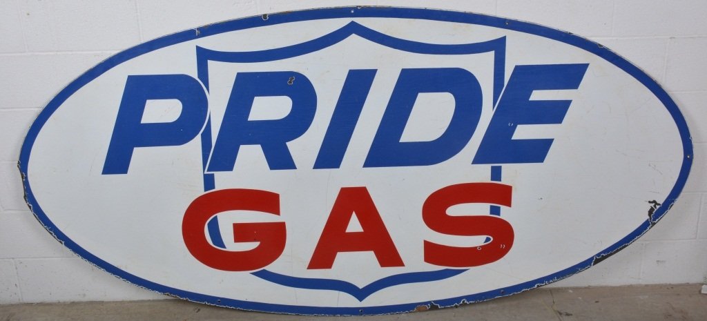 Large Pride Gas Porcelain Double Sided Sign (1 of 2)