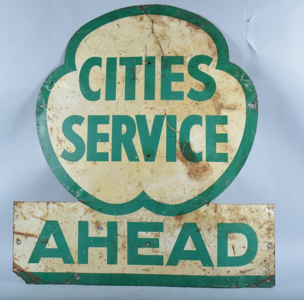 Large Cities Service Ahead Tin Sign (1 of 2)