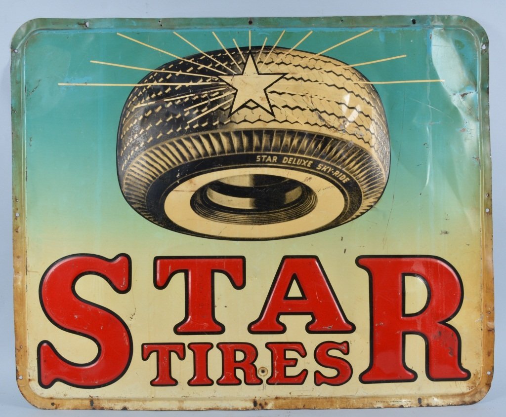 Large Star Tires Embossed Tin Sign (1 of 3)
