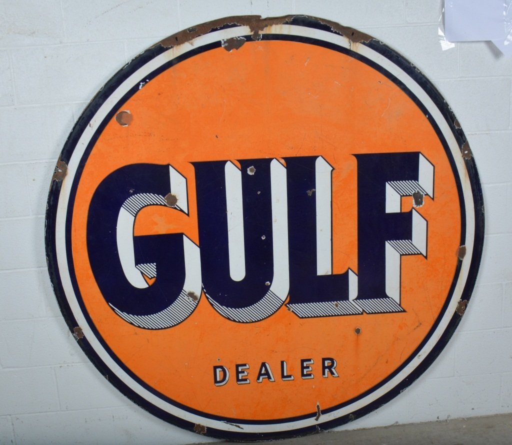 Large Gulf Double Sided Porcelain Sign (1 of 2)