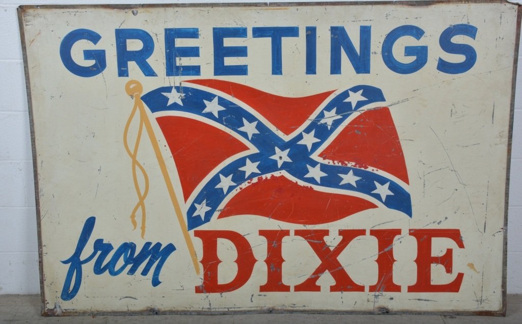 Large Tin Greetings From Dixie Double Sided Sign (1 of 3)