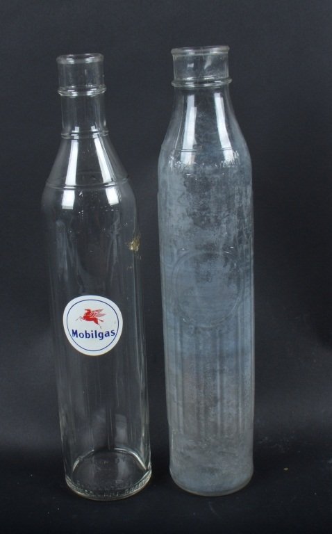 Lot of 2 VINTAGE GLASS OIL BOTTLES (1 of 4)