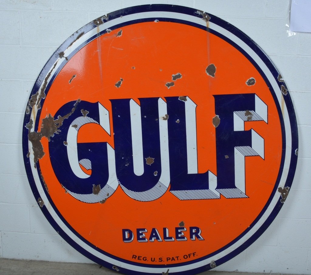 Large Gulf Double Sided Porcelain Sign (1 of 2)
