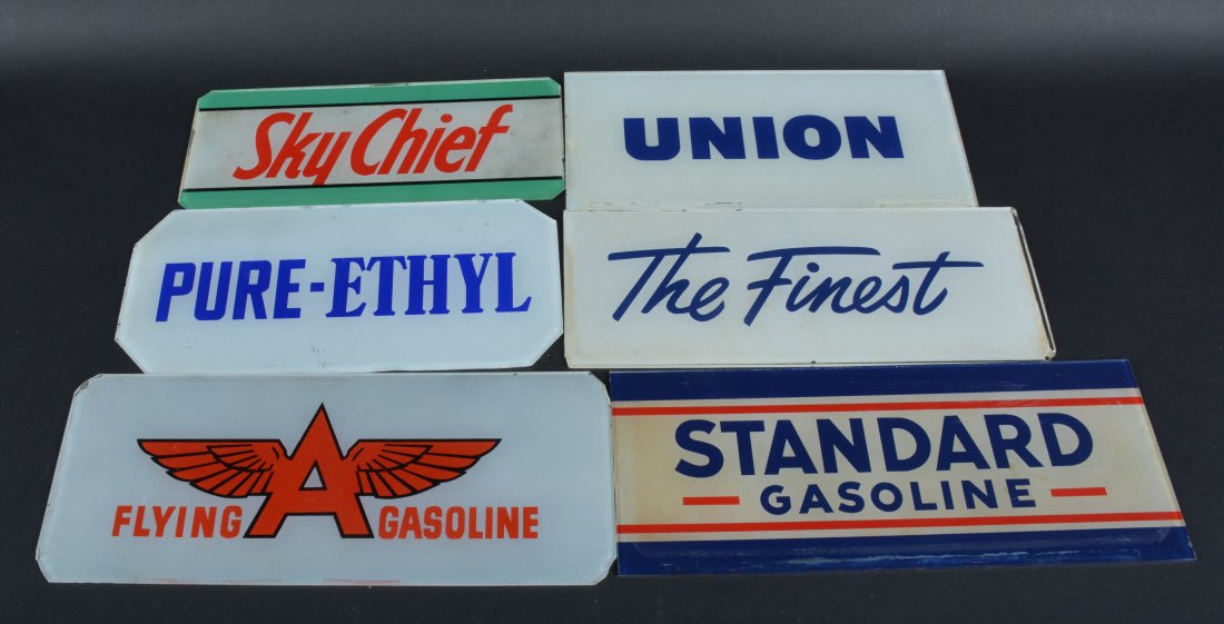 Lot of 6 GLASS GAS PUMP SIGNS (1 of 1)