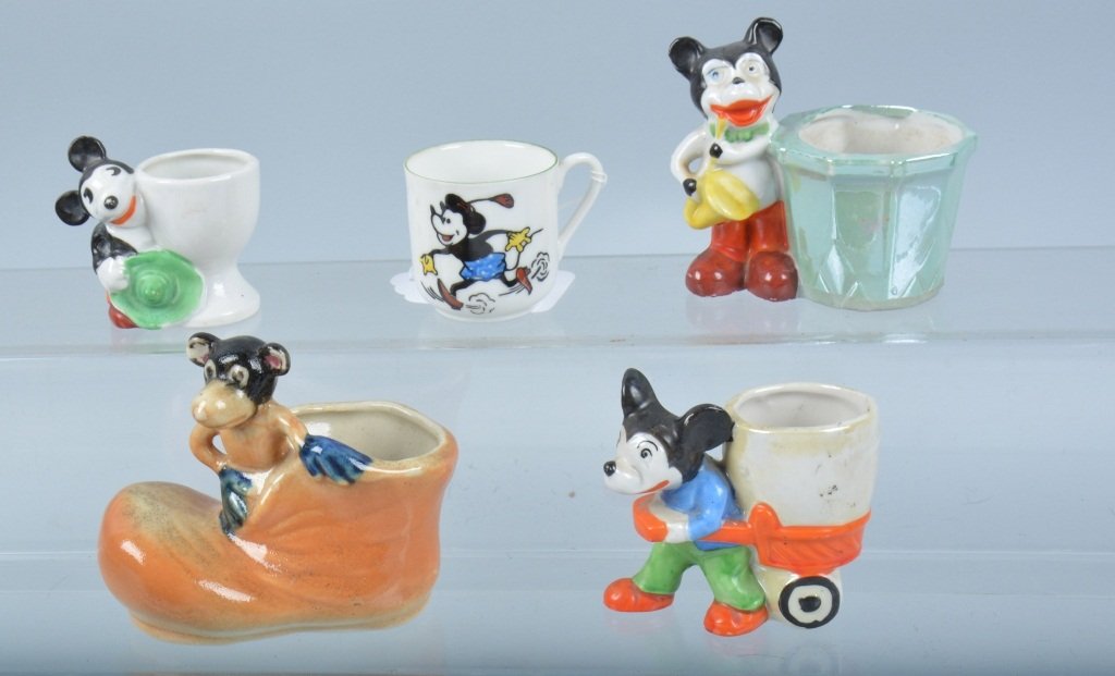 Lot of 5 MICKEY MOUSE BISQUE CUPS (1 of 5)