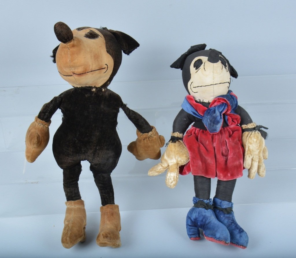 Lot of 2 1930s MICKEY & MINNIE RAG DOLLS (1 of 4)