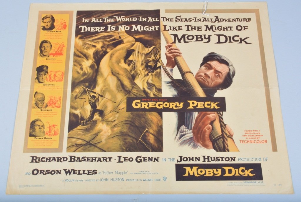 MOBY DICK 1/2 SHEET MOVIE POSTER: Nice vintage Movie Poster. Great Colors. 1/2 Sheet. Excellent