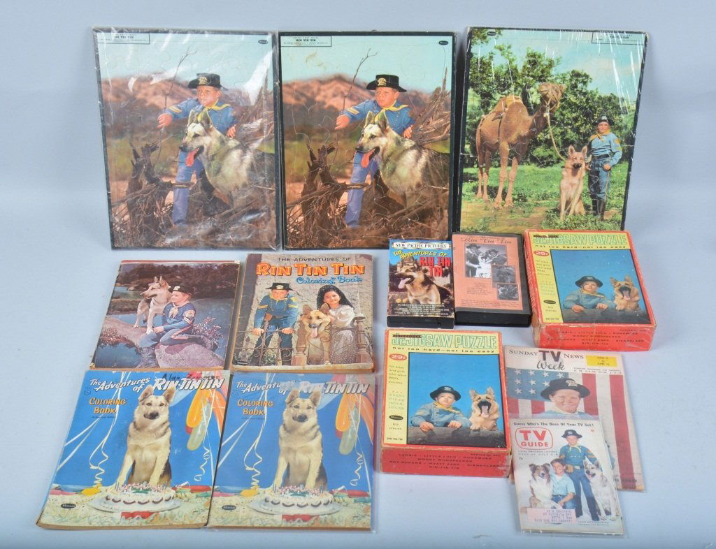 lot of RIN TIN TIN PUZZLES RECORDS & MORE: Nice lot of puzzles records, vcr tapes, and more. Excellent