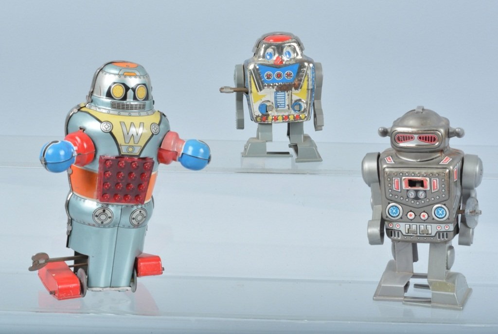 Lot of 3 VINTAGE TIN WINDUP ROBOTS (1 of 6)