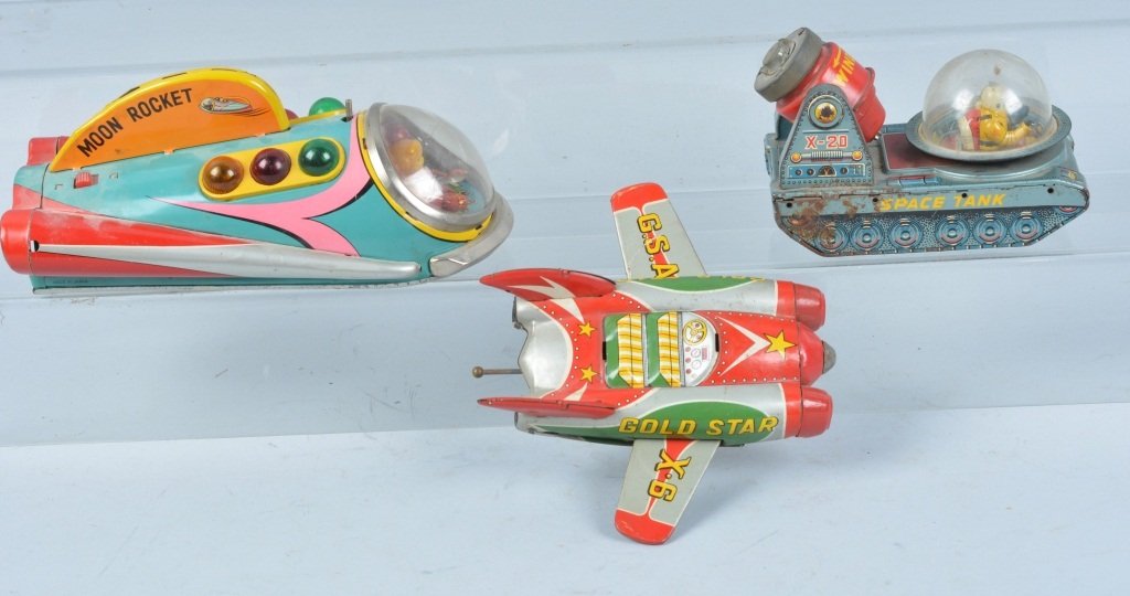 Lot of 3 VINTAGE TIN SPACE VEHICLES (1 of 10)