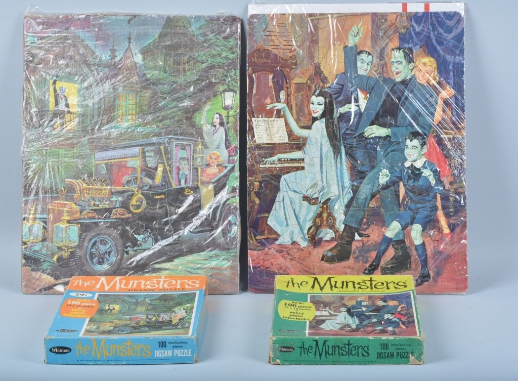 Lot of 2 WHITMAN THE MUNSTERS PUZZLES w/ BOX: Nice lot of 2 complete The Munsters Puzzles in Boxes. 18"x14" Excellent