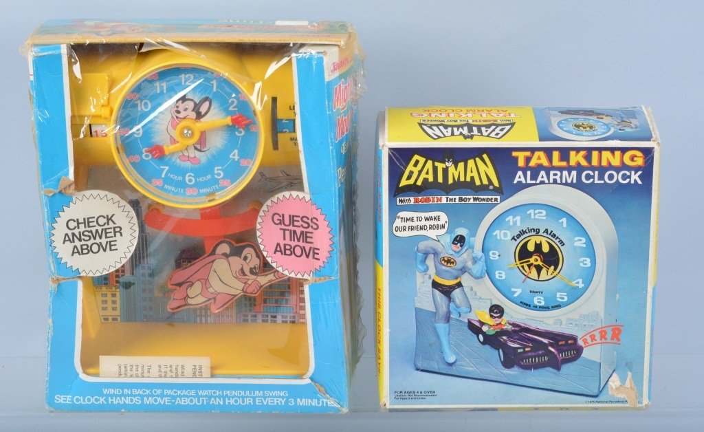 BATMAN & MIGHTY MOUSE CLOCKS w/ BOX (1 of 5)