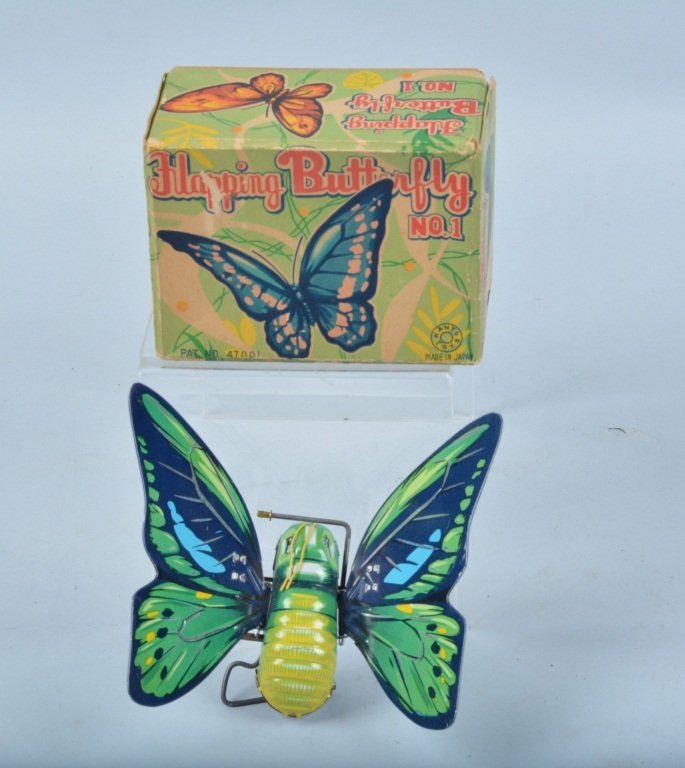 JAPAN Tin Windup FLAPPING BUTTERFLY w/ BOX (1 of 6)