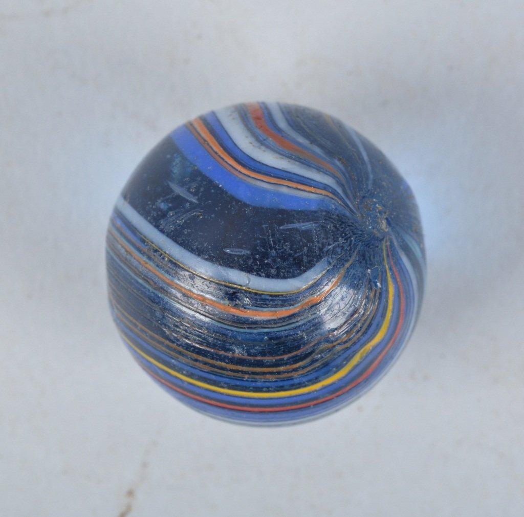 ANTIQUE HANDMADE 7/8 BLUE SUBMARINE MARBLE (1 of 4)