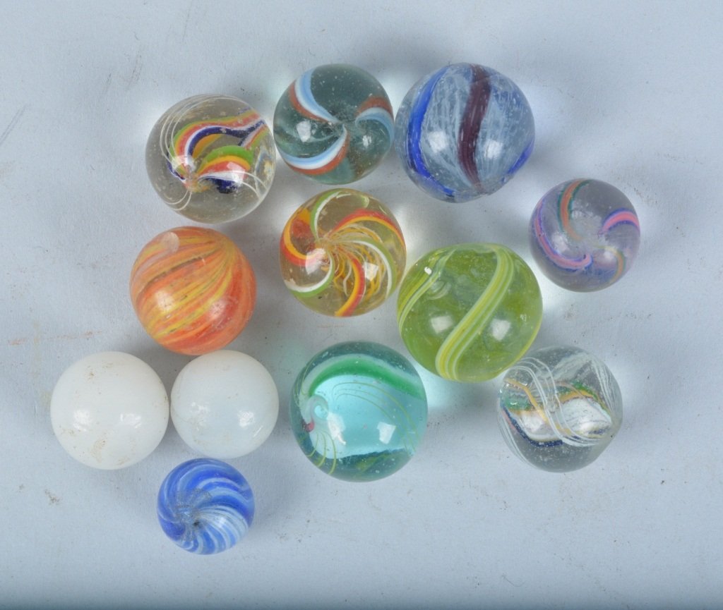 Lot of 12 ANTIQUE HANDMADE MARBLES (1 of 3)