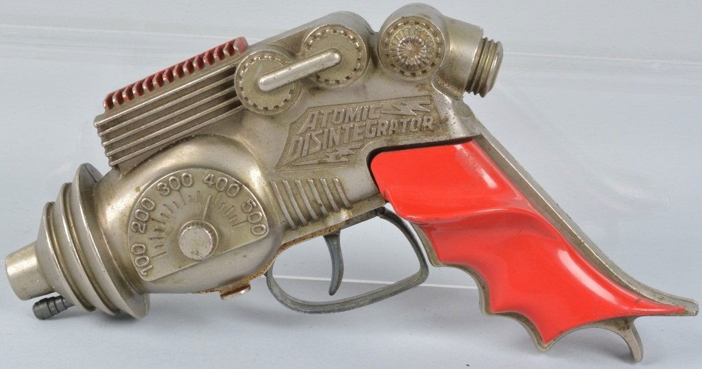HUBLEY ATOMIC DISINEGRATOR CAP GUN: All original Hubley Atomic Disinegrator Cap Gun. Excellent finish. Grips are nice. Works. 8" Excellent