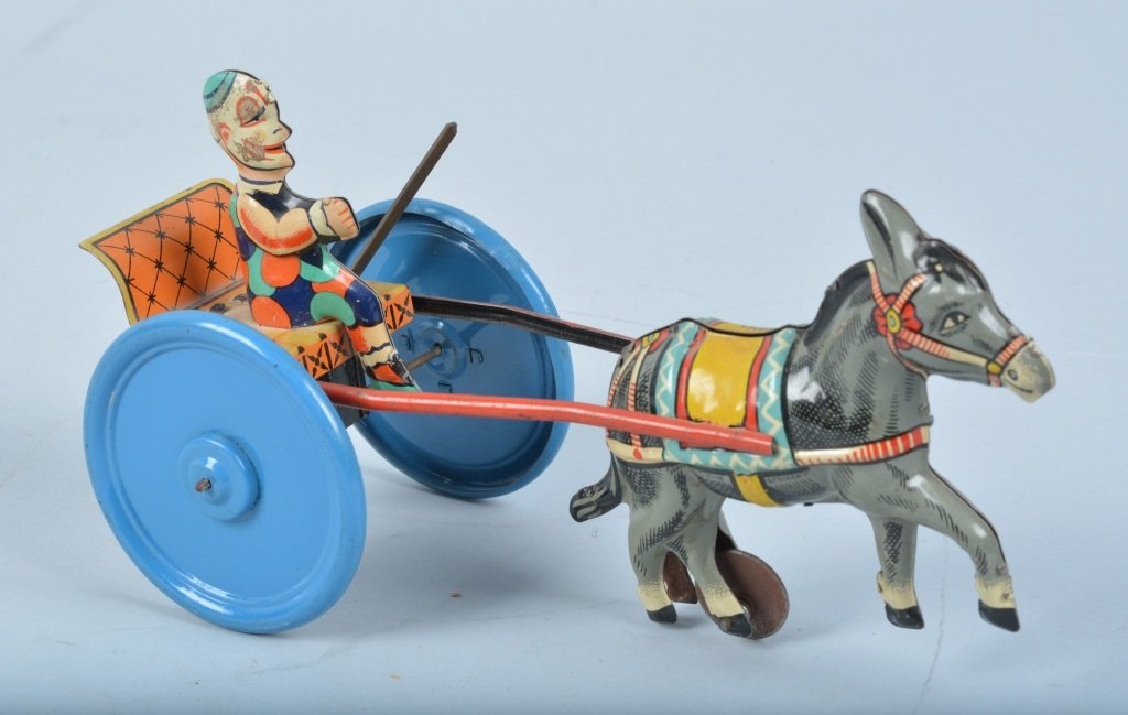 GAMA Tin Windup CLOWN IN DONKEY CART (1 of 4)