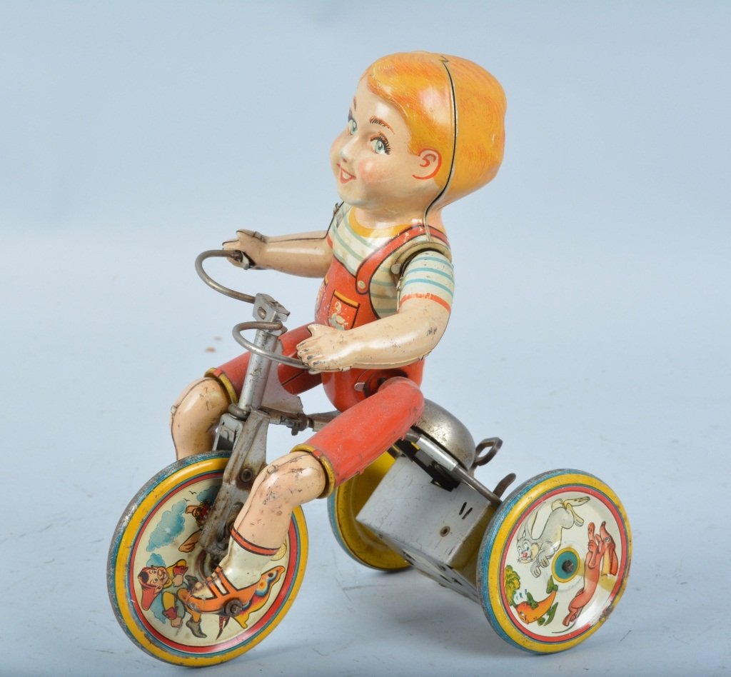 UNIQUE ART Tin Windup KIDDY CYCLIST (1 of 3)
