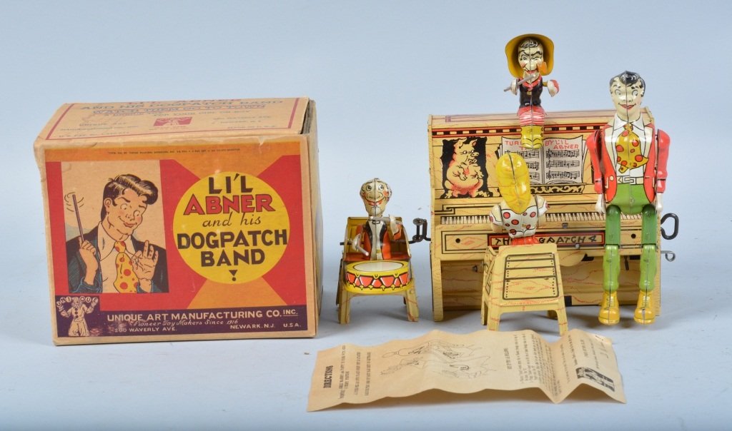 UNIQUE ART Tin Windup LIL ABNER BAND w/ BOX (1 of 7)