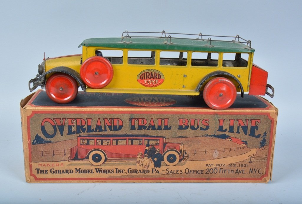 GIRARD Tin Windup OVERLAND TRAIL BUS w/ BOX (1 of 9)