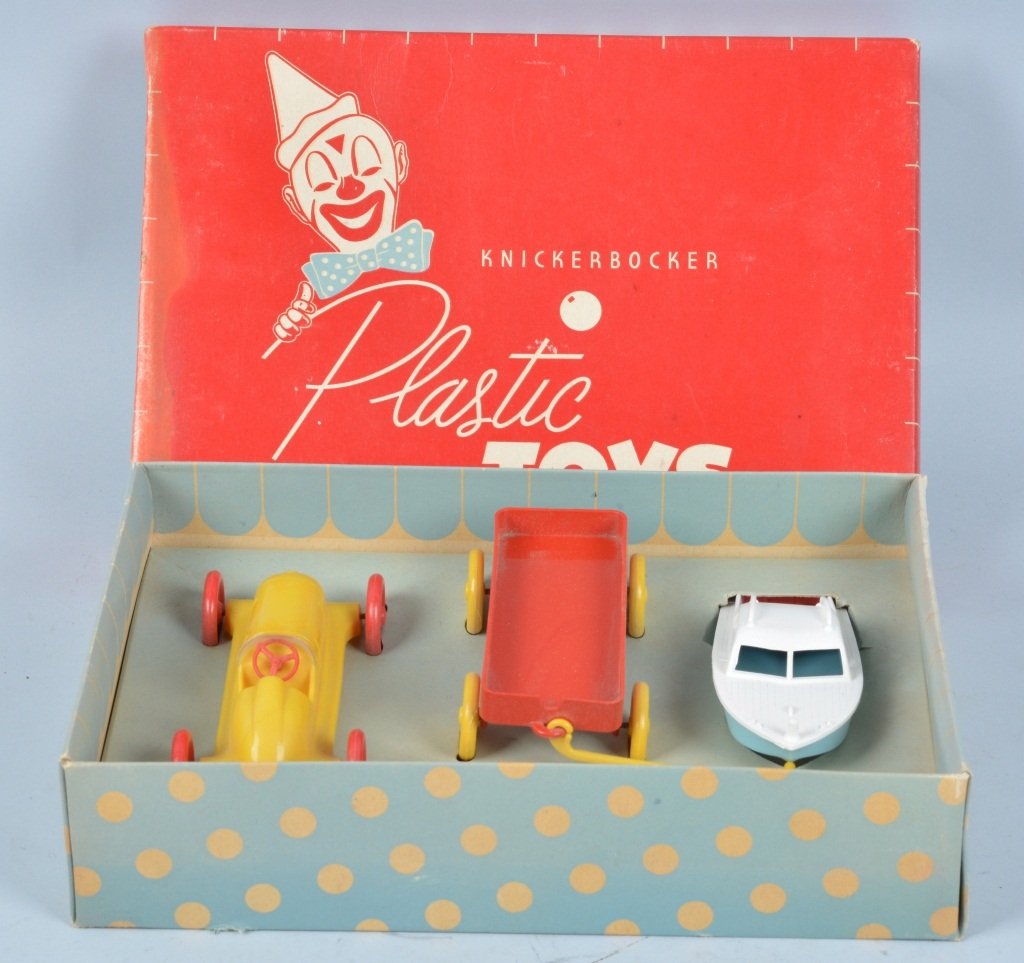 KNICKERBOCKER Plastic RACER, BOAT, & WAGON w/ BOX (1 of 4)