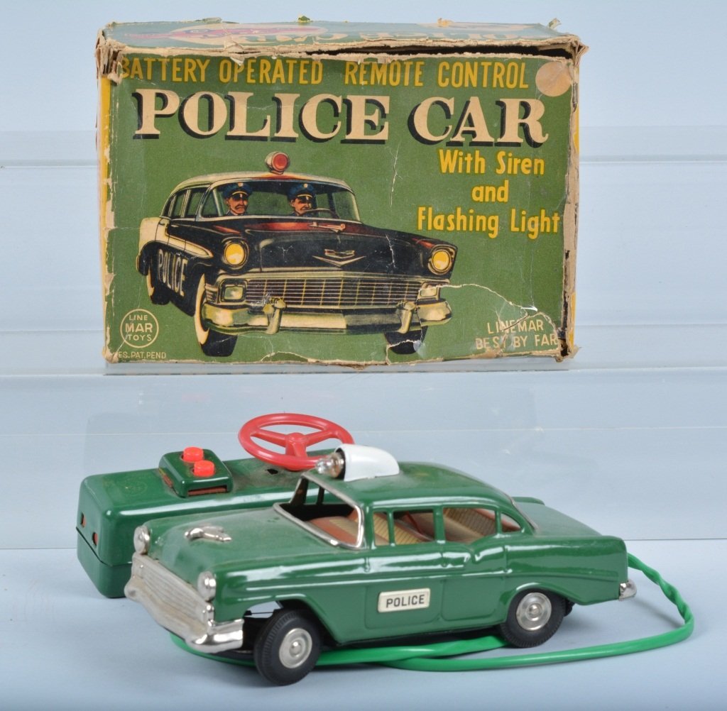 LINEMAR Tin Battery Op POLICE CAR w/ BOX (1 of 5)