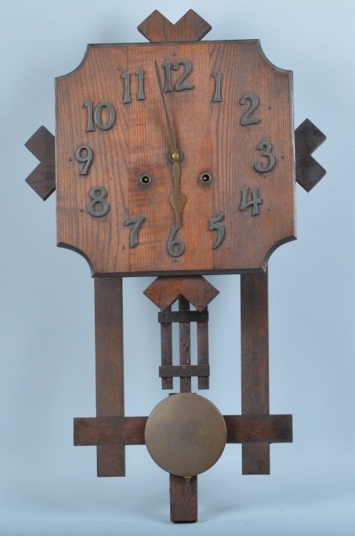 Antique Mission Oak Clock, Plain Dealer: Great example of Mission Oak clock. Was professionally re-furbished in 2006 and receipt is included. This clock reportedly came out of the Cleveland Plain Dealer and there is an old newspaper clipping