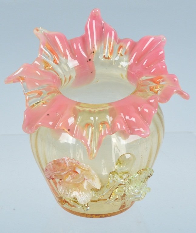 Stevens & Williams Art Glass Vase: Measures 5 1/2" by 5 1/2". Nice colors and details. Has pontil underneath. Excellent