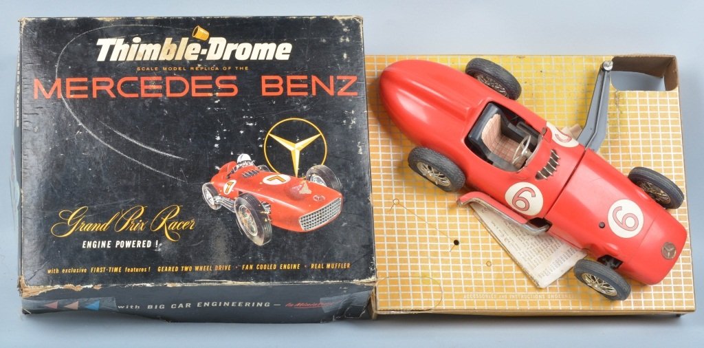 THIMBLE-DROME MERCEDES BENZ w/ BOX: Nice gas powered Mercedes Benz. Nice colors and details. With original box. 13" Excellent