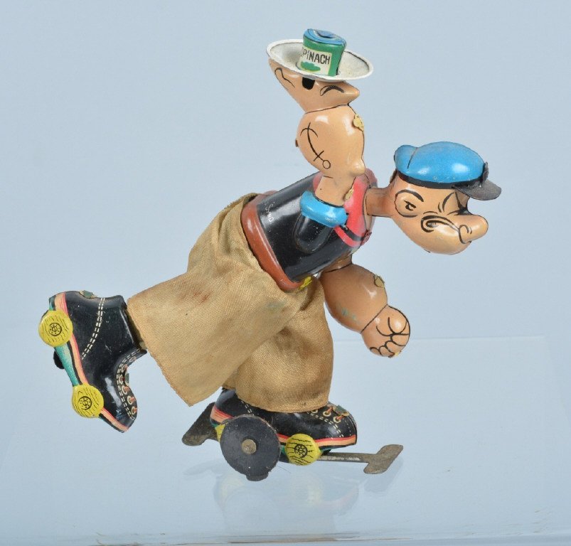 LINEMAR Tin Windup POPEYE ROLLER SKATER (1 of 2)