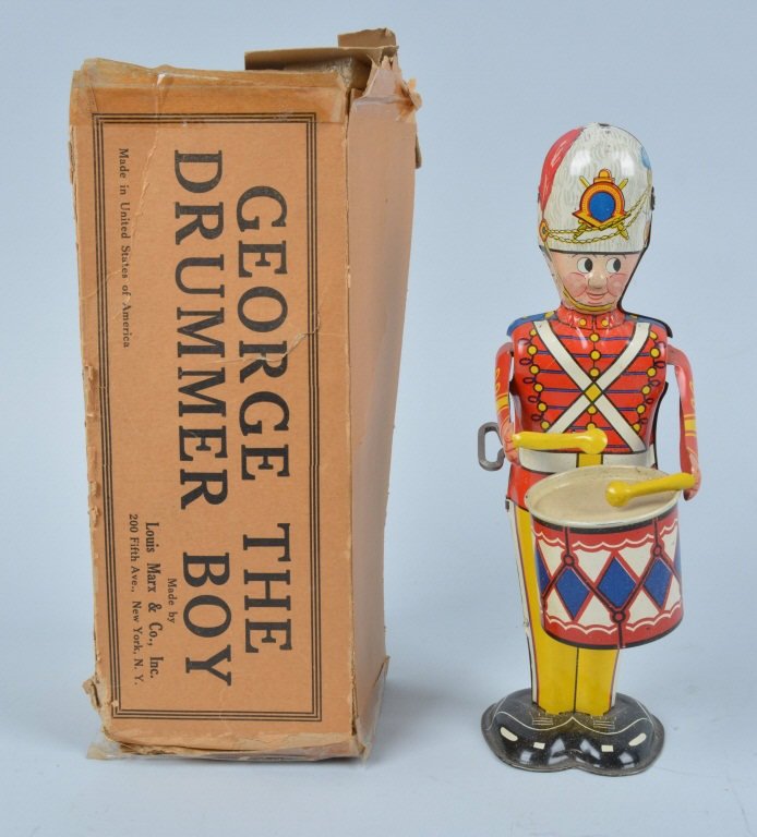 MARX Tin Windup GEORGE THE DRUMMER BOY w/ BOX (1 of 6)