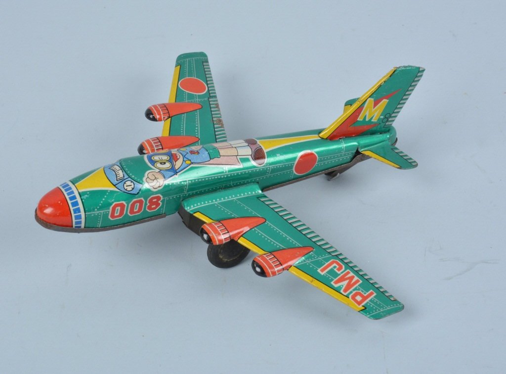 Vinatge JAPAN SUPER HERO Tin Friction AIRPLANE (1 of 3)