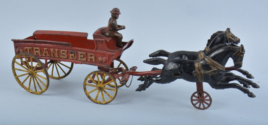 Early HUBLEY Cast Iron HORSE DRAWN TRANSFER WAGON (1 of 9)