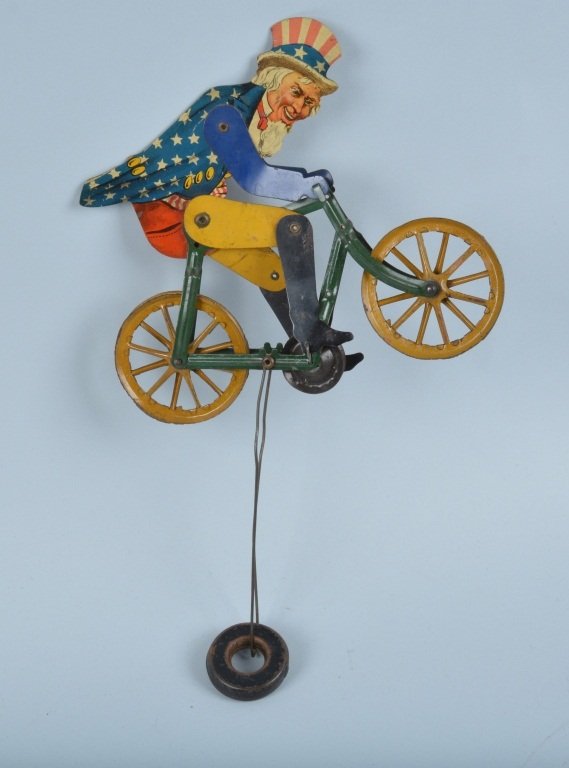 GILBERT Tin Balance Toy UNCLE SAM ON BIKE (1 of 3)