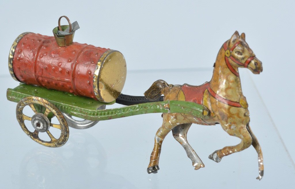 GERMAN PENNY TOY HORSE DRAWN WATER WAGON (1 of 4)