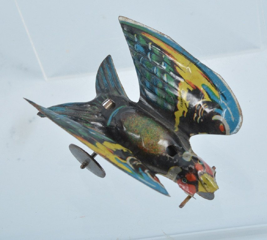 GERMAN Tin Windup NICKLE TOY BIRD (1 of 4)