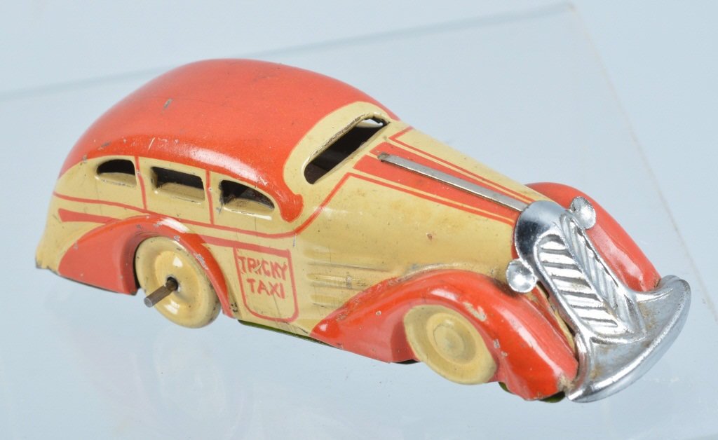MARX Tin Windup TRICKY TAXI Orange/White (1 of 4)