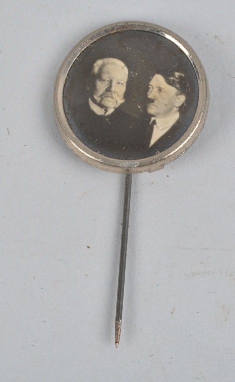 Unusual WII NAZI HITLER & HINDENBURG STICK PIN: Very unusual WWII Nazi Hitler & Hindenburg Stick Pin. Nice pin has image of Hitler and Hindenburg. Excellent