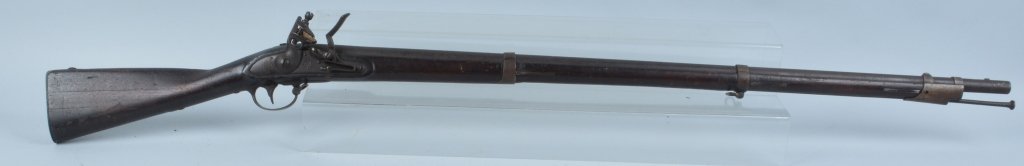 M1816 HARPER FERRY FLINTLOCK MUSKET, DATED 1840: Harpers Ferry musket, 42" .69 caliber barrel. gun is complete, metal has turned dark, lock marked Harpers Ferry 1840, with Eagle over US. stock is good with bumps and bruises, and hairline by lock scr