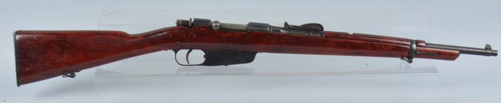 ITALIAN TERNI CARCANO 6.5MM CARBINE: Carcano carbine, 20" barrel with excellent bore, excellent stock, 80% finish to metal parts, action works well. Excellent *