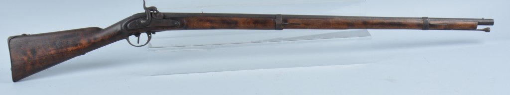 CIVIL WAR AUSTRIAN LORENZ RIFLE: Austrian Lorenz rifle, 27 1/4" rifled barrel, action works, check piece removed during period of use, replaced ram rod, and missing nose cap. Stock stretched from lower barrel band. Missing sling swiv