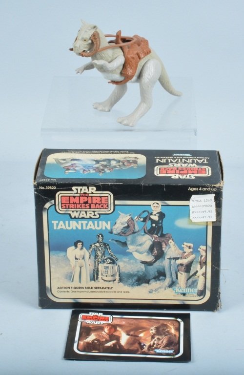 EMPIRE STRIKES BACK TAUNTAUN w/BOX: 1980 Star Wars Empire Strikes Back Tauntaun. Toy is very lightly played with condition. Comes with original box. and booklet. Box is open both ends and has shelf wear. Very Good-Excellent