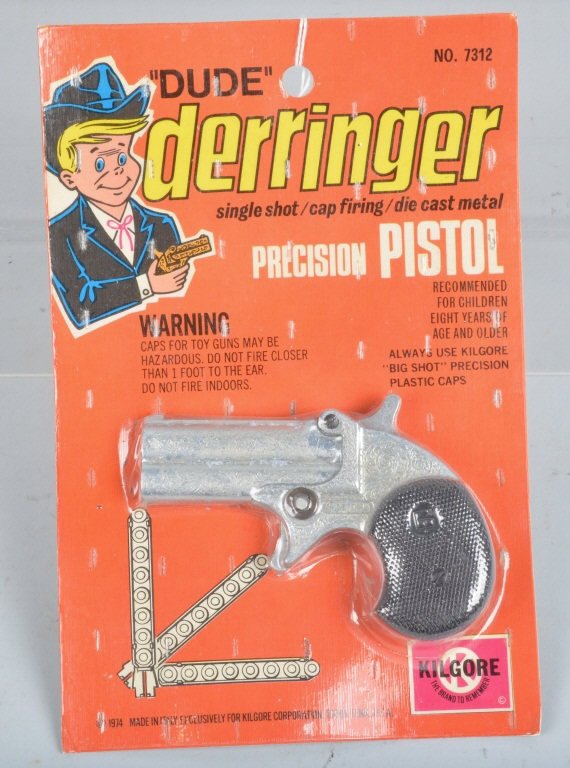 KILGORE DUDE DERRINGER CAP GUN Mint on Card: Kilgore Dude Derringer Cap Gun. Mint sealed on card.